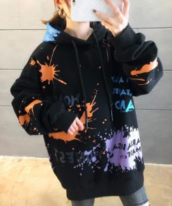 パーカ | レディース 秋冬 ペイント柄 スウェット ポケット付き 韓国風 長袖トレーナー 裏起毛 フード付き おしゃれ パーカー プルオーバー
