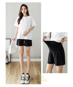 パンツ レギンス | マタニティパンツ ショートパンツ 2点セット 綿麻 調整可 腹包み 妊婦 妊娠 パンツ 短パン マタニティウェア ママ 夏服 涼感 無地