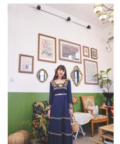 マキシ | ロングワンピース 長袖 レディース 秋物 刺繍 ダンス Aラインワンピース 舞台 パーティーワンピース 50代60代 30代40代 長袖ワンピース ゆったり コスプレ