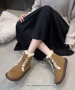 ブーツ | ムートンレディース ショート 編み上げ ボア ショート裏起毛 暖かい もこもこ 痛くない 人気 防寒 秋 歩きやすい 冬 おしゃれ 痛くない