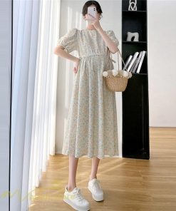 ワンピース | マタニティレディース Aライン 妊婦服 体型カバー 着痩せ マタニティウェア 小花柄 柔らか きれいめ お出かけ マタニティ 夏服 ひざ下丈