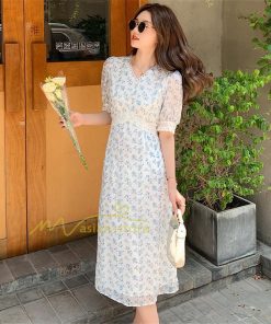 マキシ | ワンピース レディース 40代 膝丈ワンピース 春夏 半袖 通勤OL オシャレ結婚式ドレス Vネック 花柄ワンピース きれいめ お出かけ Aライン カジュアル 上品 2022