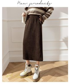 スカート | Aライン秋冬コーデ ウエストゴム カジュアル 20代 30代 着痩せ 秋 冬 ひざ下丈 パイル地 OL 40代 ポケット ビジネス 50代 裾口スリット