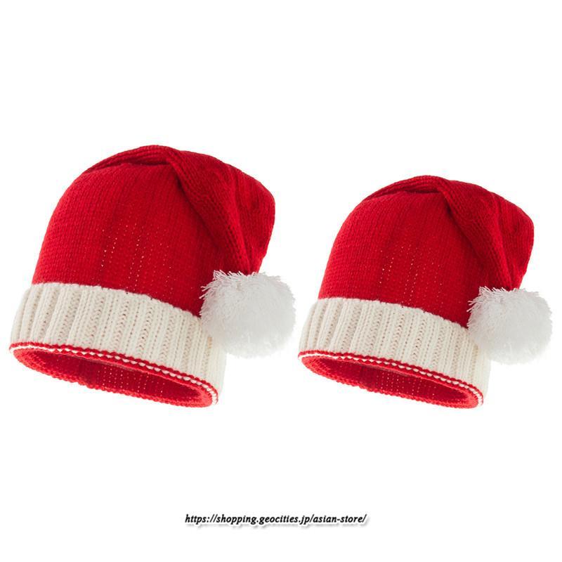 レディース | サンタ帽子 クリスマス 厚手 2022 サンタクロース 帽子 ふわふわ パーティー コスプレ サンタ 仮装 接客 子供 大人 イベント ニット 2type 親子