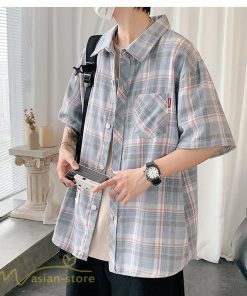 シャツ | ライトアウター 半袖 メンズ 男性着 ポケット おしゃれ 半袖ゆったり ワイド日常感 チェック柄 人気 XXXXL 着回し 上品 大きいサイズ おしゃれ