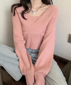 ニット・セーター | ニットトップス レイヤード風 韓国風