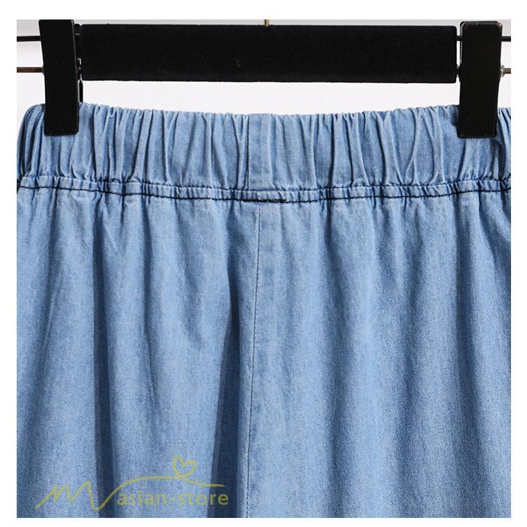 ジーンズ、デニム | ワイドパンツ レディース ガウチョパンツ デニム ゆったり デニムパンツ ジーンズ ジーパン 薄手 春秋コーデ 大きいサイズ ひも付き 女性着 日常感 上品 着回し