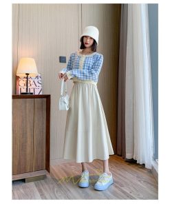 スカート | Pu秋冬 合皮ロングウエストゴム Aラインゆったり 体型カバー ハイウエスト 大人 無地 通学通勤 フレア 広い幅 可愛い