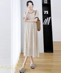 ワンピース | マタニティレディース 着痩せ ドット柄 Aライン半袖 ゆったり マタニティウェア 上品 産前 サマー おしゃれ お出かけ 妊婦服
