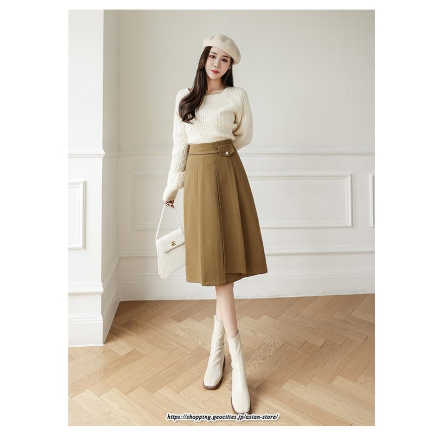 スカート | レディース 秋 冬 秋冬 ミモレ丈 膝丈 ロング 無地 ミディアム丈 ひざ丈 送料無料 Aライン ハイウエスト おしゃれ 通勤 通学 ラシャ 2022年秋冬 暖か