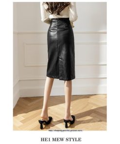 スカート | レディース タイトレザーボトムス ハイウエスト ひざ丈 秋冬 カジュアル お洒落 大人 可愛い 着痩せ 30代 40代 コーデ 50代 20代