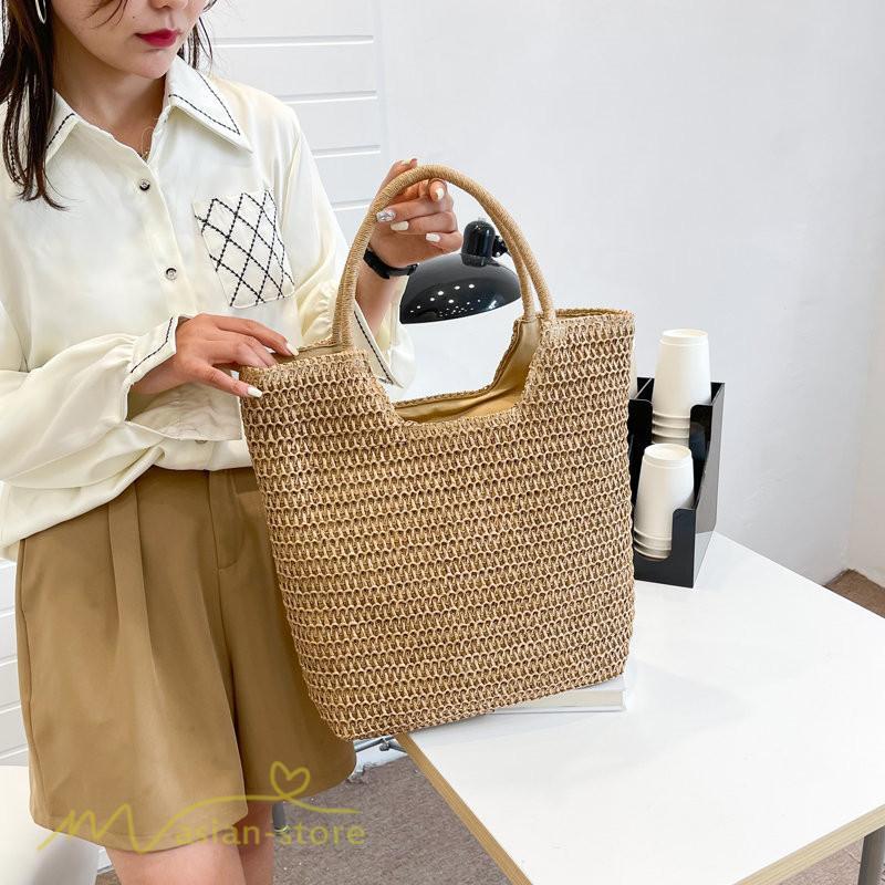 女性用バッグ | カゴバッグ ハンドバッグ ストローバッグ トートバッグ 夏バッグ 手持ち 大きめ 高級感 可愛い おしゃれ かごバッグ 夏 軽量 大容量 手提げ