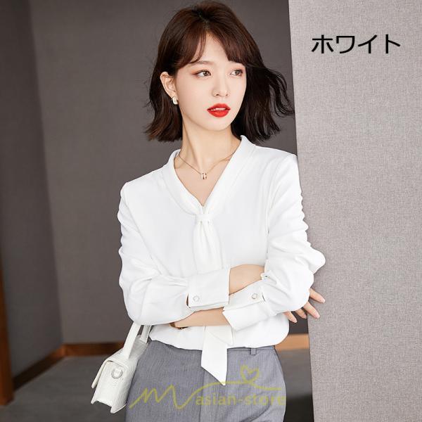 シャツ・ブラウス | ブラウス レディース 長袖 秋冬 オフィス フォーマル スーツ インナー 白 シフォン 大きいサイズ ビジネス 20代 通勤 40代 体型カバー 30代 秋服