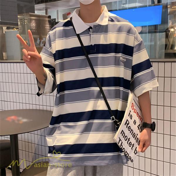 Tシャツ | ポロシャツ メンズ ボーダー 半袖シャツ カットソー メンズゆったり カジュアル 夏新作 おしゃれ ポロ サマーシャツ カッコウイイ 夏 プレゼント 上品
