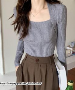 ニット・セーター | カットソー ニット レディース リブニット 長袖 秋冬 春 トップス スリム ストレッチ インナー 無地 通学通勤 着痩せ 長袖ニット 長袖カットソー プルオーバー