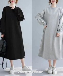 マキシ | ワンピース レディース ロングワンピース 長袖 無地 ゆったり 裏起毛 体型カバー パーカー風 シンプル キレイめ オシャレ 30代 40代 20代 50代　 お出かけ