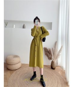 ニットワンピース | ニット ワンピース レディース 秋冬 春  Vネック 長袖 ロング丈 スリット キレイめ 上品 お出かけ 送料無料 女子会 二次会 同窓会 デート