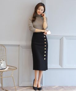 在庫ある | 短納期巻きスカート タイトスカート ハイウエスト 膝下丈スカート ビジネススカート フォーマルオフィス ラシャスカート エレガント 通勤 フェミニン OL 着痩せ