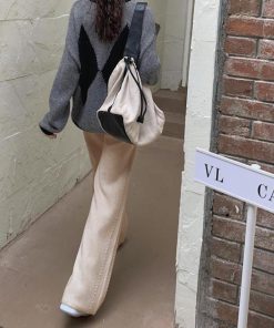 ワイドパンツ | ワイドニットパンツ 韓国風 ロングパンツ