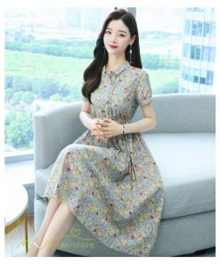 ミディアム | ワンピース レディース 花柄 サマーワンピース 半袖 シャツワンピース 夏 30代 40代 きれいめ プリント おしゃれ 膝丈 ミディアムワンピース 大きいサイズ