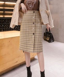 ひざ丈スカート | ハイウエスト ペンシルスカート 膝丈 チェック柄 スカート 秋冬 ミディアム丈 レディース タイトスカート