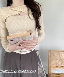 ニット・セーター | カットソー ニット レディース リブニット 長袖 秋冬 春 トップス スリム ストレッチ インナー 無地 長袖ニット プルオーバー 着痩せ 長袖カットソー 通学通勤