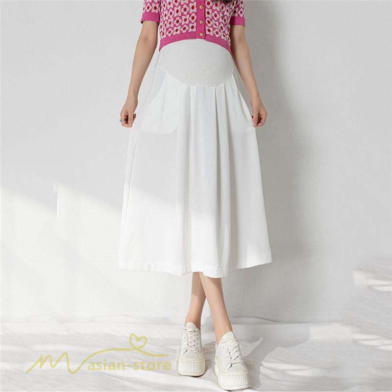 スカート | マタニティAライン マタニティウェア 春 夏 秋 無地 Aラインマタニティ 妊婦 ひざ下丈 ウエスト調整 着痩せ ゆったり 送料無料