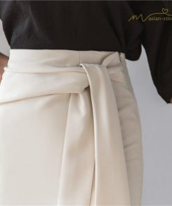 スカート | 夏 膝丈 セクシースリット タイト無地 大人 リボン 可愛い オフィス 30代40代50代 夏服 サマースカート しっかり
