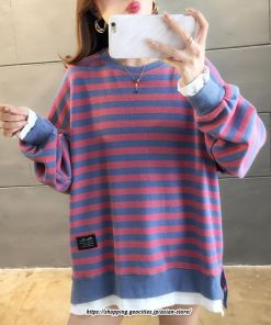 パーカー | 重ね着風トレーナー レディース 長袖 トップス カジュアル スウェット ボーダー柄 ゆったり トレーナー トップス 切り替え 可愛い きれいめ レイヤード風