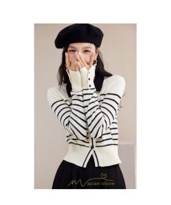 ニット・セーター | カーディガン レディース 春 秋 長袖 トップス  50代 40代 30代 20代 ボーダー柄 おしゃれ キレイめ お出かけ 着痩せ オシャレ 部屋着 ニット あったか