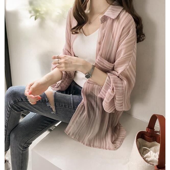 カーディガン | シフォンシャツブラウス 長袖 透け感 冷房対策 日焼け防止 無地 羽織り 体型カバー 大人 通学通勤 夏秋 トレンド フェミニン