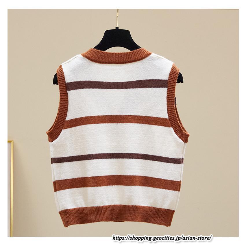ベスト | ニットレディース トップス Vネック タンクトップ ノースリーブ 袖なし インナー ニット レイヤード風 20代30代 重ね着風 セーター 女ニット
