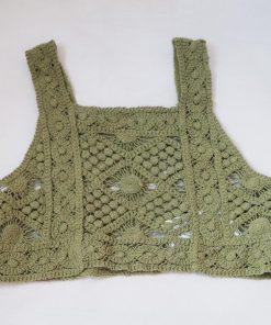 透かし編みトップス | タンクトップ スクエアネック ビスチェ