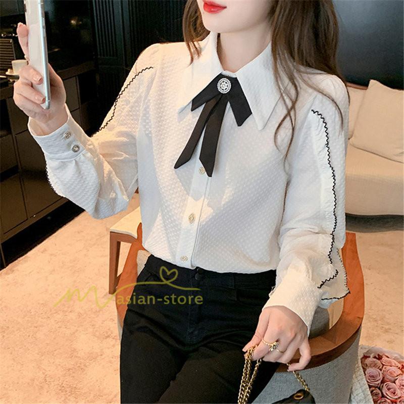 シャツ・ブラウス | スカーフタイシャツ トップス シャツ シャツ ブラウス レディース カジュアル フェミニン 春 秋 冬 きれいめ 着痩せ 韓国ファッション 20代30代40代 夏物 上品