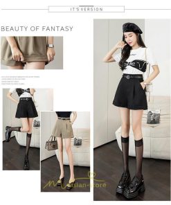 ショートパンツ | パンツ 無地 ベルト 美脚 カジュアル シンプル レディース 春 夏 ベルト付ボトムス お出かけ 日常 ズボン ゆったり 短パン