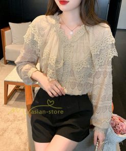シャツ・ブラウス | ブラウス レディース きれいめ 40代 春秋新作 オシャレブラウス 無地シャツ 長袖トップス レースvネックブラウス 大人 50代 シャツ30代 ゆったり 通勤 夏物