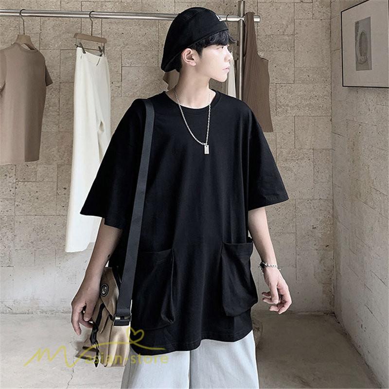 Tシャツ | メンズ 無地 カットソー 半袖 クルーネック カジュアル ポケット 半袖大きいサイズ 着回し 夏新作 サマー ルームウェア ゆったり トップス