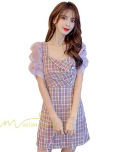 ミディアム | 半袖ワンピース 夏服 レディース 膝上丈 Aライン セクシー 可愛い スリム ワンピース おしゃれ パープル