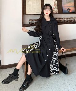 マキシ | ロングワンピース 秋物 レディース ミモレ丈 Aラインワンピース 切り替え フェイク レイヤード風 シャツワンピ お呼ばれワンピース 30代40代 着やせ 重ね着風