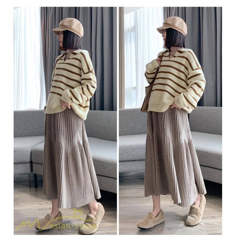 スカート | マタニティレディース 着痩せ リブニット 無地 マタニティウェア ウエスト調整 産前 産後 妊婦着 ハイウエスト 妊婦服 カジュアル Aライン