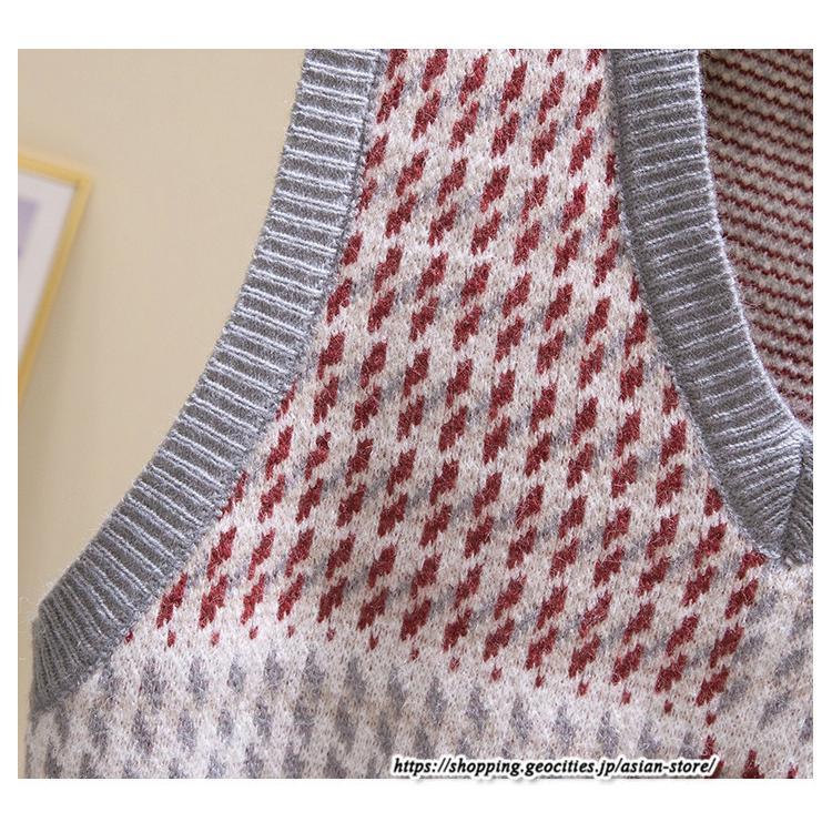 ベスト | ニットレディース トップス Vネック タンクトップ ノースリーブ 袖なし インナー ニット 女ニット 20代30代 重ね着風 レイヤード風 セーター