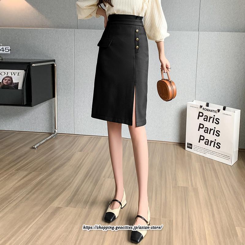 スカート | 膝丈 ひざ丈 秋冬新作 ミモレ丈 カジュアル Aライン スリット 優雅 上品 キレイめ 着痩せ 2022新作 通勤 40代 20代 通学 30代 大人フェミニン 50代