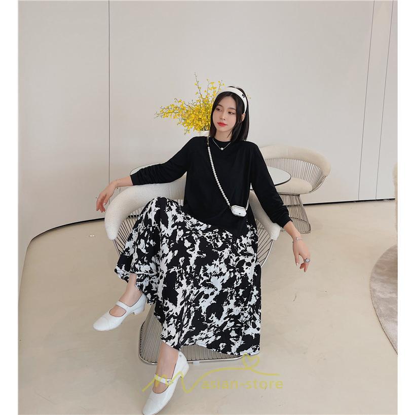 マキシ | ドッキングワンピース 秋 レディース 長袖ワンピース ロングワンピース 切り替えワンピース フェイク レイヤード風 Aラインワンピース お呼ばれワンピース