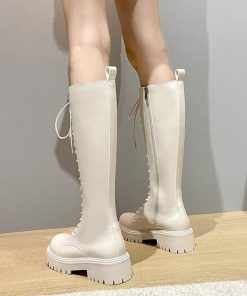 ニーハイブーツ | ロングブーツ レディース レースアップ靴