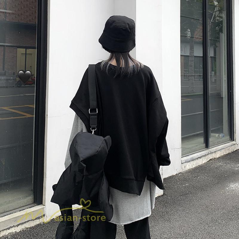 パーカー | 不規則 トップス レディース 2021新作 ワイドプルオーバー フードなし Tシャツ 長袖 インナー 日常感 着回し ゆったり 単品売り カジュアル