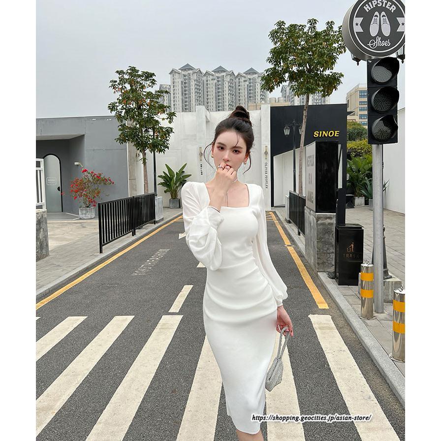 タイト | ワンピースタイトワンピース長袖 上品 セクシー高級感 ワンピース タイトワンピース ヒップアップ スリム 美ライン シルエット お呼ばれ エレガント