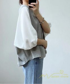 tシャツ・カットソー | 長袖ブラウス レディース Tシャツ 秋物 切替ブラウス 切替Tシャツ トップス 七分袖 長袖 夏秋物 ドッキングTシャツ 20代30代 長袖Tシャツ ドッキングブラウス