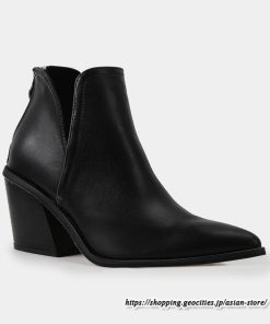 ショートブーツ | 大きいサイズ26.5cm レディース 上品 ブーツ 秋冬 春 チャンキーヒール 太ヒール ポインテッドトゥ 黒ブーツ ハイヒール 大人 後ろファスナー