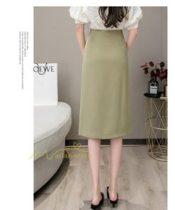 スカート | タイトボタン 膝下 ミディアム丈 ミモレ丈 キレイめ プリーツ通勤通学 ビジネス OL オフィス 春夏秋 2022新作 20代30代40代 着回し 無地人気
