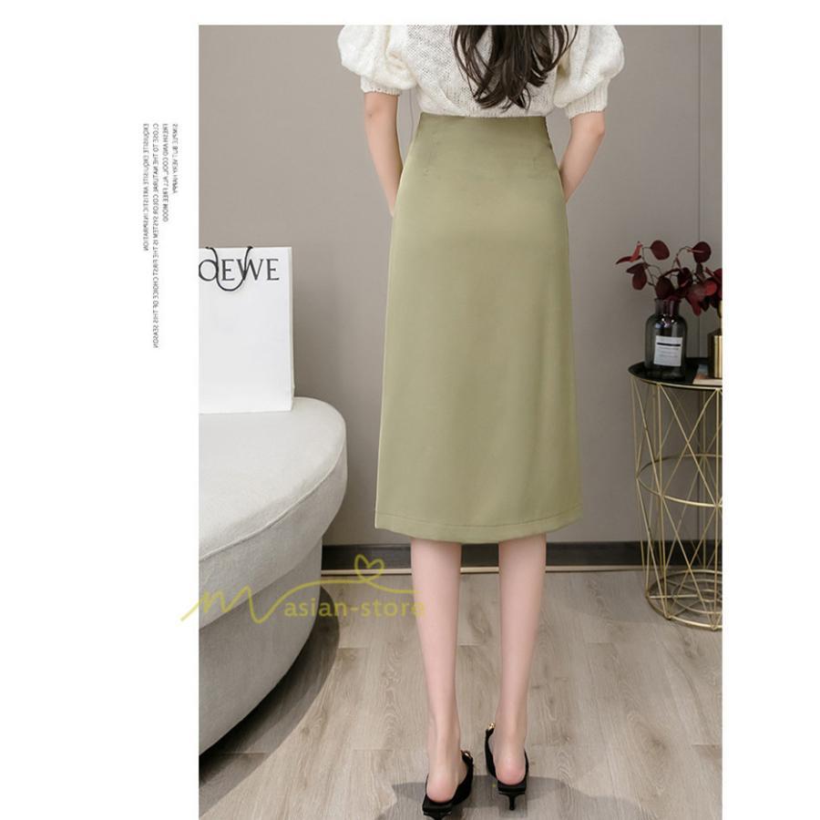 スカート | タイトボタン 膝下 ミディアム丈 ミモレ丈 キレイめ プリーツ通勤通学 ビジネス OL オフィス 春夏秋 2022新作 20代30代40代 着回し 無地人気